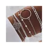 Pulseiras de charme pulseira de jóias de moda defina hollow out círculo moon cadeia 5pcs entrega de queda dh7g3