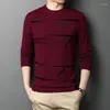 Men's Sweaters 2023 Ladder Patterns Jacquard Knitted Mens Spring And Autumn Round Collar Long Sleeve Casual Pullovers Male