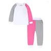 Completi di abbigliamento Set di pigiami per bambini Pigiami per bambini Pantaloni a contrasto di colore Top Completi Tuta da salotto per ragazzi e ragazze