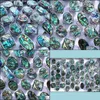 Cluster Rings Wholesale 12Pcs Big Fashion Charm Shell Abalone Mix For Women Men Party Gifts Retro Jewelry Lots Drop Delivery Ring Dhpea