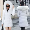 Women's Down Parkas White Women Winter Hooded Warm Coat Fur collar Detachable Cotton Padded Jacket Female Long Parka Womens Wadded Jaqueta Feminina 230111