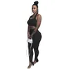 Women's Tracksuits Sexy Halter Crop Top And Pants 2 Piece Set Women Tracksuit Bottom Slit Long Club Outfit Spring Summer Clothes Lounge Wear