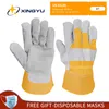 Xingyu Welding Gloves Man Work Cowplit Leather for Mechanic Construction Gardening Glove Safety Fire Live Live Size