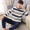 Men's Sleepwear Autumn Winter Knitted Cotton Cartoon Pyjamas Couple Pajamas Set Casual Male Night Pijamas Homewear 4XL 230111