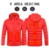 Men's Vests IN 9 Areas Heated Vest Men Women USB Jacket Heating Thermal Clothing Hunting Winter Blacks 6