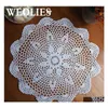 Mats Pads 37Cm Round Lace Hand Crocheted Doily Placemat Vintage Floral Coasters Home Coffee Shop Dining Table Decorative Gadgets D Dh9Xe