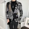 Erkekler Suits Blazers 5xl Marka Giyim Erkekler Moda Partisi Ceket Gündelik İnce Uygun Ceket Düğmeleri Mektup Basılı Boyama Erkek 230111