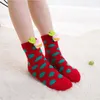 Kadın Socks 25# Kawaii 3D Ebeveyn-Çocuk Kadın Tüpü Mercan Polar ve Kadife Kalınlaştırılmış Mutlu Çorap