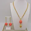 Necklace Earrings Set Fine Dubai Gold Color Women Necklaces Jewellery Wedding Jewelry For Bridal Party Gift