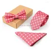 Bow Ties Hooyi 2023 for Men Tie Tie Set Bowtie Handchiefs Wedding Groom Business 43 Designs Dot Stripe Square Square