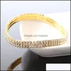 Anklets Fashion 2 Row Sparkly Crystal Rhinestone Stretch Anklet Summer Beach Sandal Ankle Chain Foot Jewelry For Women 3358 Q2 Drop D Dh9Mi