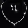 Necklace Earrings Set & Fashion Women Alloy Rhinestone Wedding Bridal Lady Dangle Earring Necklaces Jewellery Accessories EA