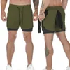 Продолжительные шорты Men Gym 2 в 1 Двойной Deck Quick Dry Sport Sport Fitness Compression Basketball Trakout