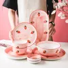 Plates Pink French Disc Steak Plate Dinner Party Dessert Supply Dinnerware Household Utensils Dishes Gifts