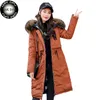 Parkas en duvet pour femmes Fashion Hooded Grand col en fourrure Rembourré long hiver Manteau chaud en coton Veste coupe-vent imperméable Porter des deux côtés 230111