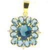 Stud -oorbellen 42x22 mm bevelen een hoog aan 11.2G London Blue Topaz White CZ Women Dating Gold Silver Pendant