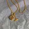 Carved and hollowed-out three-dimensional necklace Women's designer fadeless sweater chain pendant