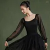 Stage Wear Fairy Ballet Justaucorps Femmes Mesh Manches Longues Vêtements De Danse Moderne Patinage Artistique Body Adulte Pratique Top JL5198