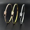 Bangle Fashion Stainless Steel C Shape Opening Men's Bracelet Buckle Cuff Black And White With Shell Ladies Couple Jewel
