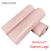 Gift Wrap INPLUSTOP PE Plastic Envelope Storage Bags Custom LOGO Pink Color Courier Bag Waterproof Self Seal Pouch Mailing