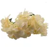 Dekorativa blommor 2x konstgjorda hortensia blomma 5 stora huvuden bukett (diameter 7 tum varje huvud) champagne färg