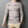 Men's Sweaters 2023 Ladder Patterns Jacquard Knitted Mens Spring And Autumn Round Collar Long Sleeve Casual Pullovers Male