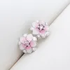 925 Sterling Silver Pink Magnolia Stud Earrings for Pandora Designer Jewelry For Women Girls Girlfriend Gift Flower Earring Set with Original Retail Box