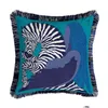 Kudde/dekorativ kudde Zen Luxury Leopard Veet Tassel Cushion er Soft Tiger Animal Pudowcase For Home Decorative Sofa Car Drop D Dhtvu