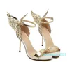 2023 Kleidschuhe weibliche Fantasie Schmetterlingsflügel High Heel Sandalen Gold Silber Hochzeitsschuhe Größe 35 bis 40