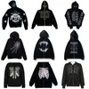 Men's Hoodies Sweatshirts Rhinestones Spider Web Skeleton Print Black Y2k Goth Long-sleeve Full Zip Hoodies Oversized Jacket American Fashion -selling 230111