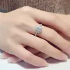 Cluster Rings Fashion 925 Sterling Plata Square Shape Women Ring Full Bling Micro Pave Crystal Zircon Dazzling Bridal Jewelry Gift