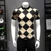 Polos Polos Khaki Anglia projektanta mody Mętne koszulki Summer Cotton Classic Argyle Design krótkie rękawowe koszulę polo Men 4xl 5xl 9256