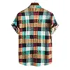 Chemises décontractées pour hommes Vêtements pour hommes Tendance de la mode d'été Couleur Plaid Print Col montant Chemise à manches courtes Camisas Para Hombre 230111