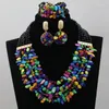 Halskette Ohrringe Set Multicolor Shell Charming Boho Schmuck Einreihe Kristallkugeln Nigerian Party Perlen ABL380