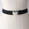 Belts Elegant Love Heart Buckle Belt For Woman Girl Metal Thin Elastic Waist Dress Coat Sweater Decorative Waistband Accessories