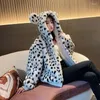 Frauen Pelz Frauen 2023 Winter Faux Rex Mäntel Weibliche Leoparden-print H Mit Kapuze Jacken Damen Warme Outwear Streetwear T750