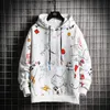 Herrtröjor tröjor enstaka vägar män anime hoodies män hip hop hajuku tröja manlig japansk streetwear överdimensionerade gula hoodie män mode 230111