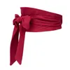 أحزمة Aecibzo 9 ألوان من جلد الغزال الخصر على نطاق واسع مشد cinch فستان cummerbunds bowknot tie self