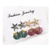 Stud Europe Fashion Jewelry Womens Earrings 4Pairs/Set Stars Shell Patern Mönster Drop Delivery Dhoef