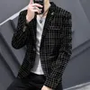 Herrdräkter blazers mens smala passform för män affärsformell kappa bröllop kostym jackor manlig mode corduroy blazer jacka 230111