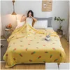 Battaniyeler Karikatür Sarı Yatak Battaniyesi ADT Çocuk Coral Fleece Ofis Kanepe için 150x200 200x230cm yatak örtüsü Bedlinen1 Bırak del Dhsrz