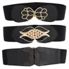 Belts Korean Fashion Alloy Buckle Waist Belt Stretch Black Waistband Dress Coat Sweater Decorative Seal 65cm Elastic Wide