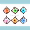 Pendentif Colliers Mode Beauté En Gros 6 Pcs Pendentifs À La Main Murano Murano Verre Mélange Dans Le Carré Spin Fleur Fit Neckla Dh1W2