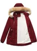 Parkas en duvet pour femmes manteau d'hiver en molleton d'agneau en coton ample doublé de fourrure à capuche vestes à capuche amovible pardessus chaud 230111