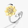 Eheringe Shuangshuo Koreanische Mode Angst Zappeln Ring Drehbare Sonnenblume Für Frauen Spinner Anti Stress Finger Schmuck Geschenk