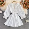 Women's Blouses Autumn Plus Size Sweet Ruffle Shirt Solid Color Lace Patchwork V-Neck Long Sleeve Women&#39;s Clothing Casual Loose