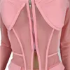 Women's Tracksuits Sexy Corset 2 Pieces Shorts Sets Women Long Sleeve Strapless Patchwork Mesh Top And Biker Club Oufits Party Wear