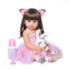 Puppen 55 cm NPK Bebe Puppe wiedergeborenes Kleinkind Mädchen rosa Prinzessin Baty Spielzeug sehr weiche Ganzkörper-Silikon-Mädchenpuppe 230111