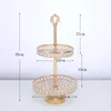 Bakware tools 1 stcs 2 lagen kristallen cake stand round cupcake stands metalen dessert display andere