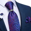 Bow Ties Blue Red Paisley Silk For Men 8cm Fashion Men's Wedding Neck Tie Handkerchief Cufflinks Tack Chain Accessores Gift